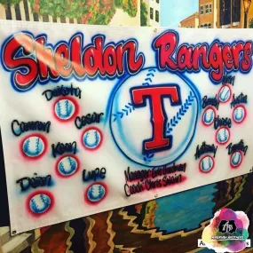 Airbrush Team Name Little League Banner