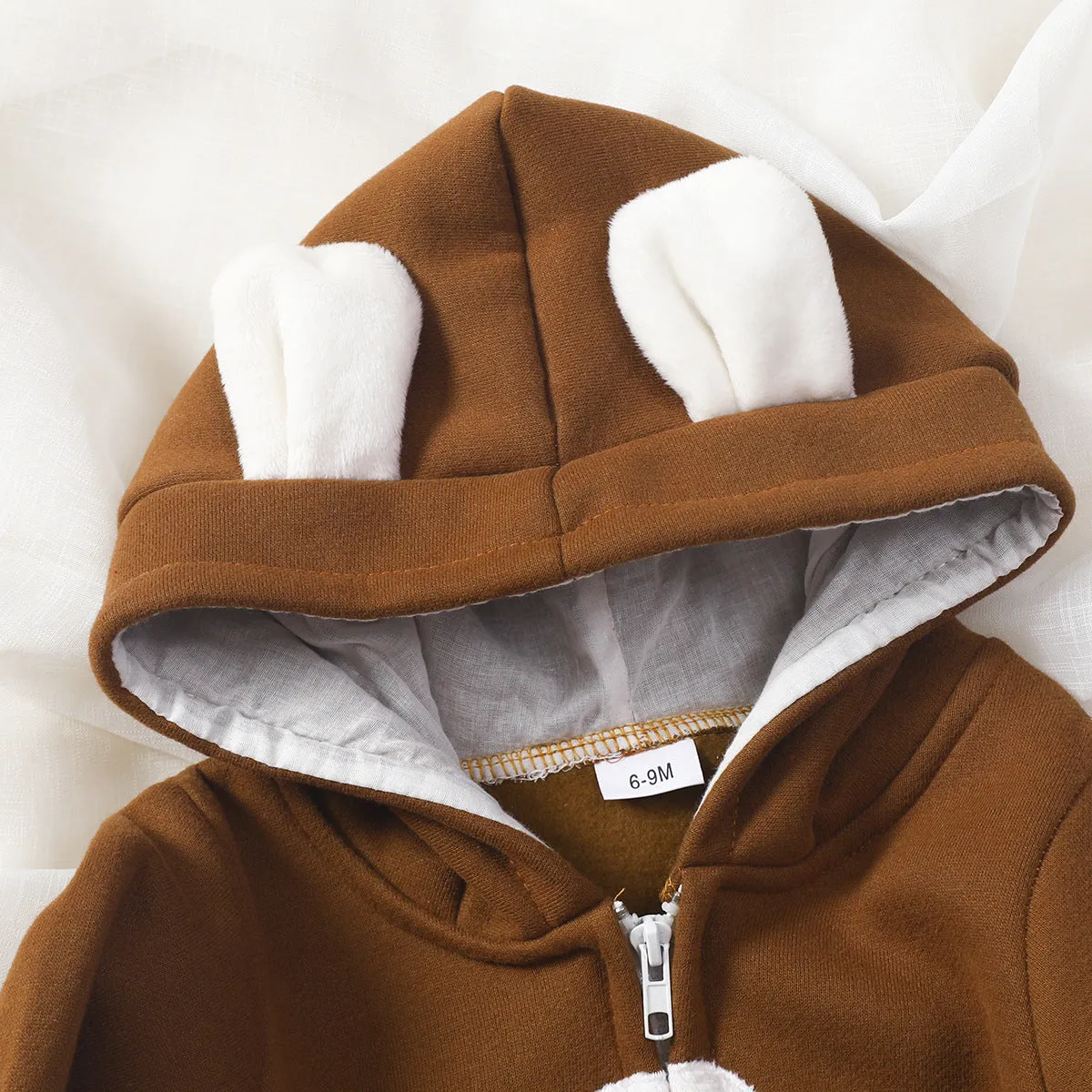 Baby Boys Girls Solid Color Cute Clouds Zipper Long Sleeve Zipper Hooded Jumpsuit