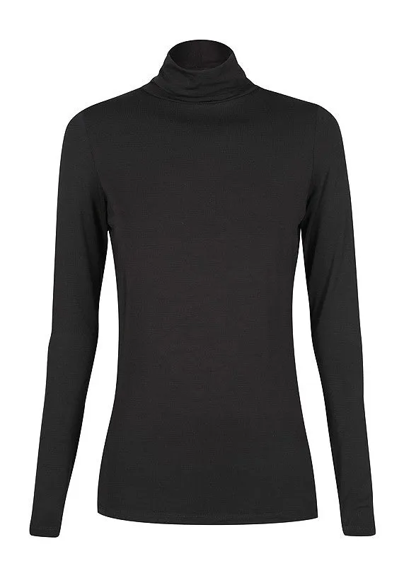 Bamboo Roll Neck Top - Black