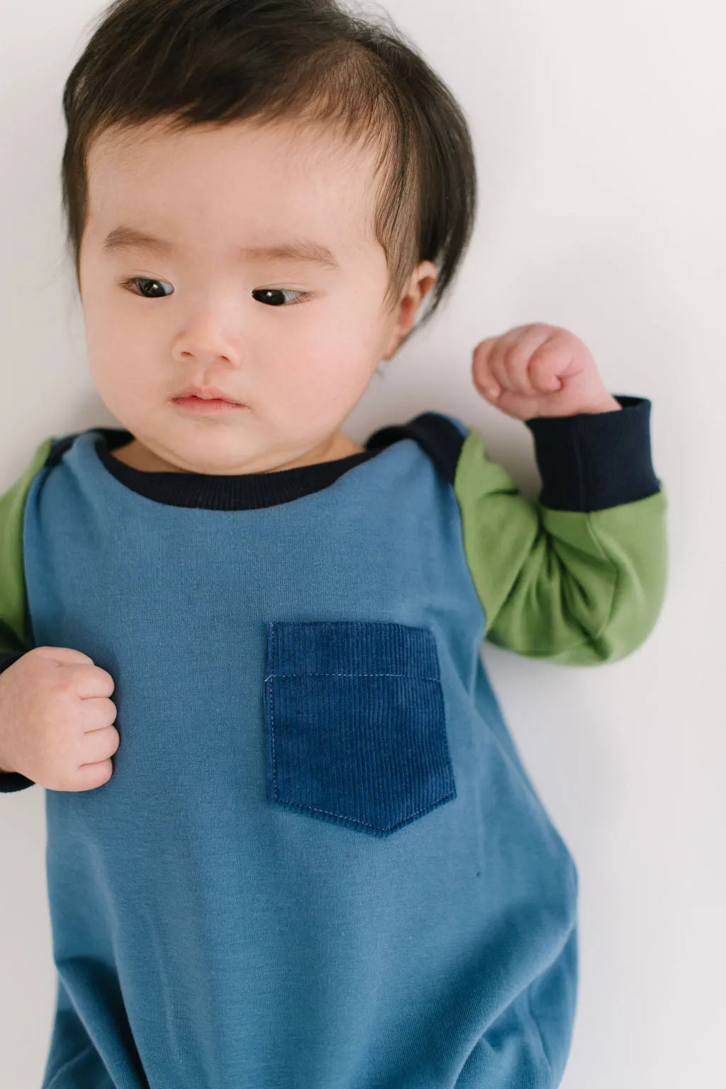 Bamboo Zipper Romper in Pacific Colorblock