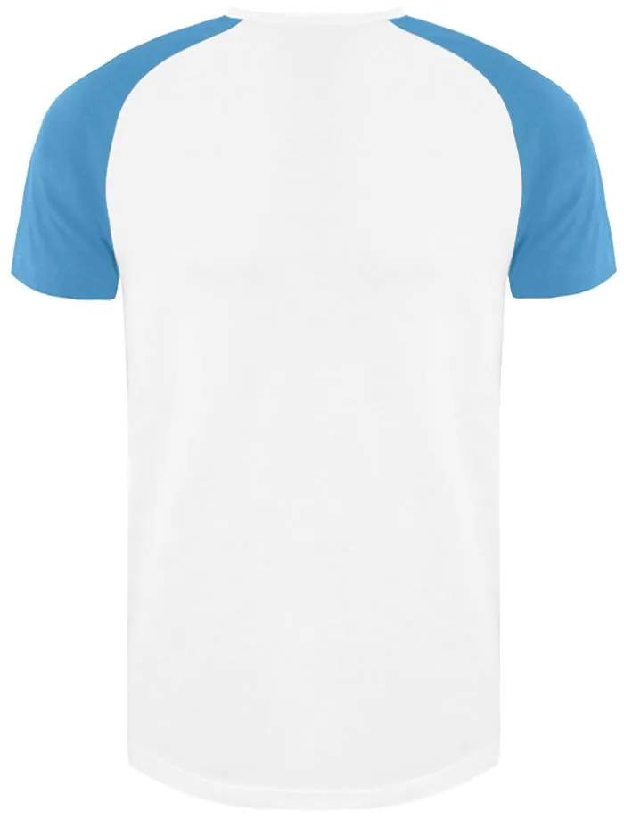 BaptistC Raglan Sleeve Baseball T-Shirt in White / Ocean