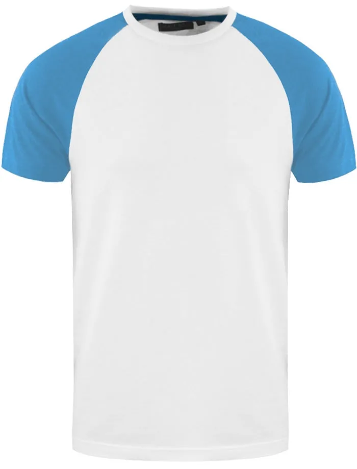 BaptistC Raglan Sleeve Baseball T-Shirt in White / Ocean