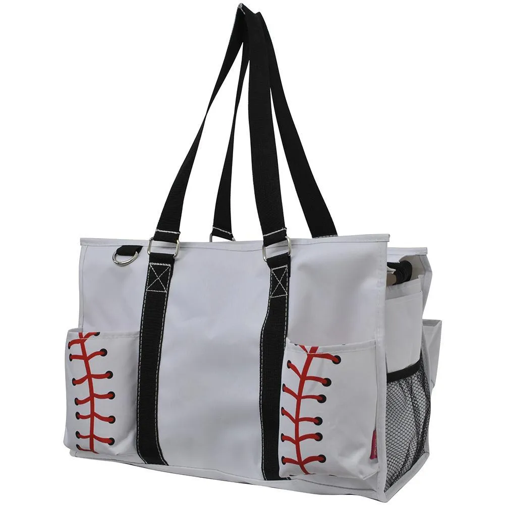 Baseball White NGIL Zippered Caddy Large Organizer Tote Bag