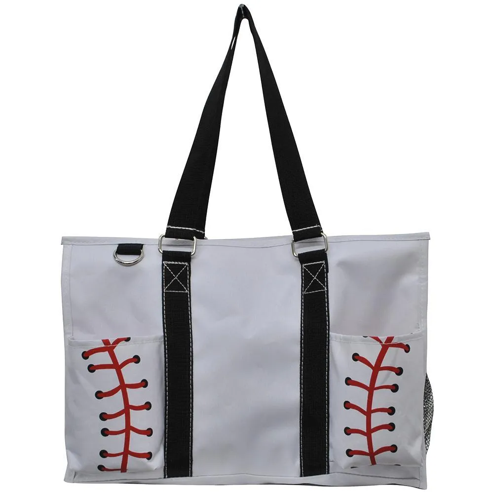 Baseball White NGIL Zippered Caddy Large Organizer Tote Bag