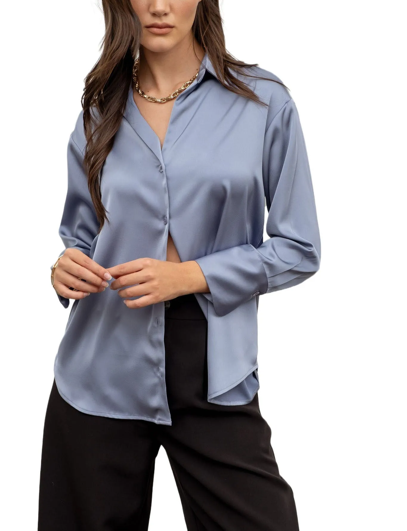 Beautiful Chaos Satin Button Up Blouse