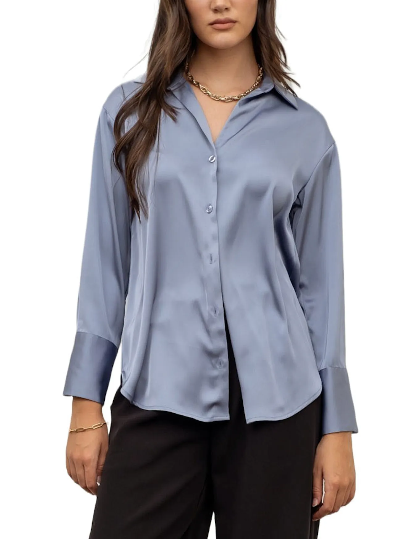 Beautiful Chaos Satin Button Up Blouse