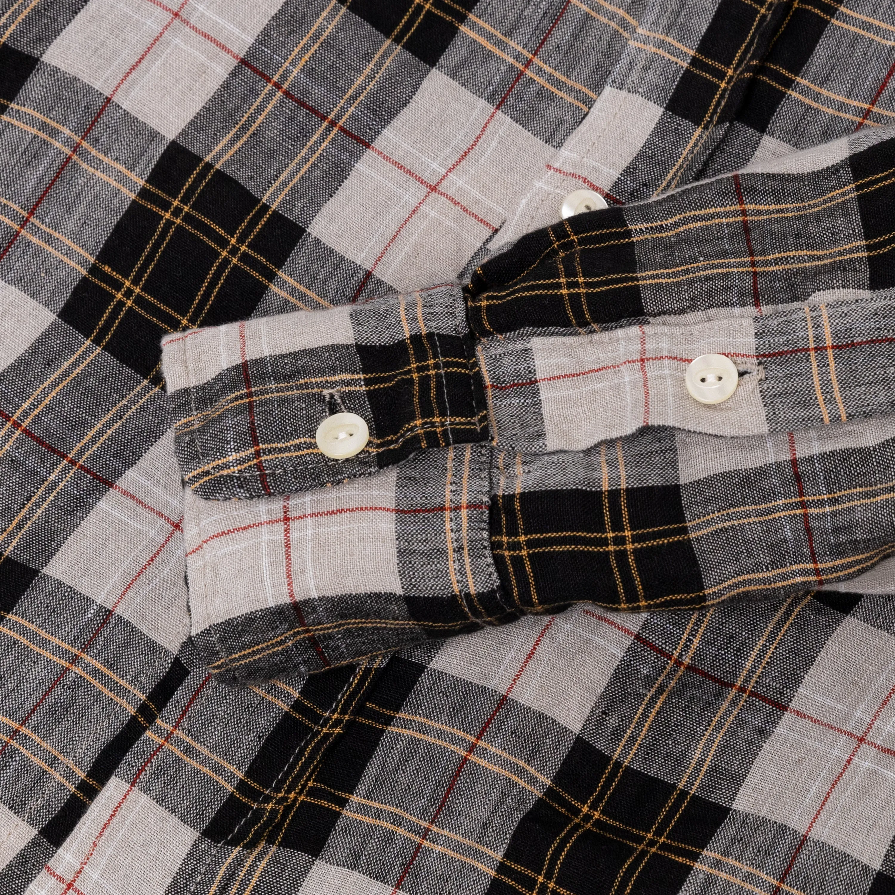 Big Western Plaid Linen Shirt (Black)