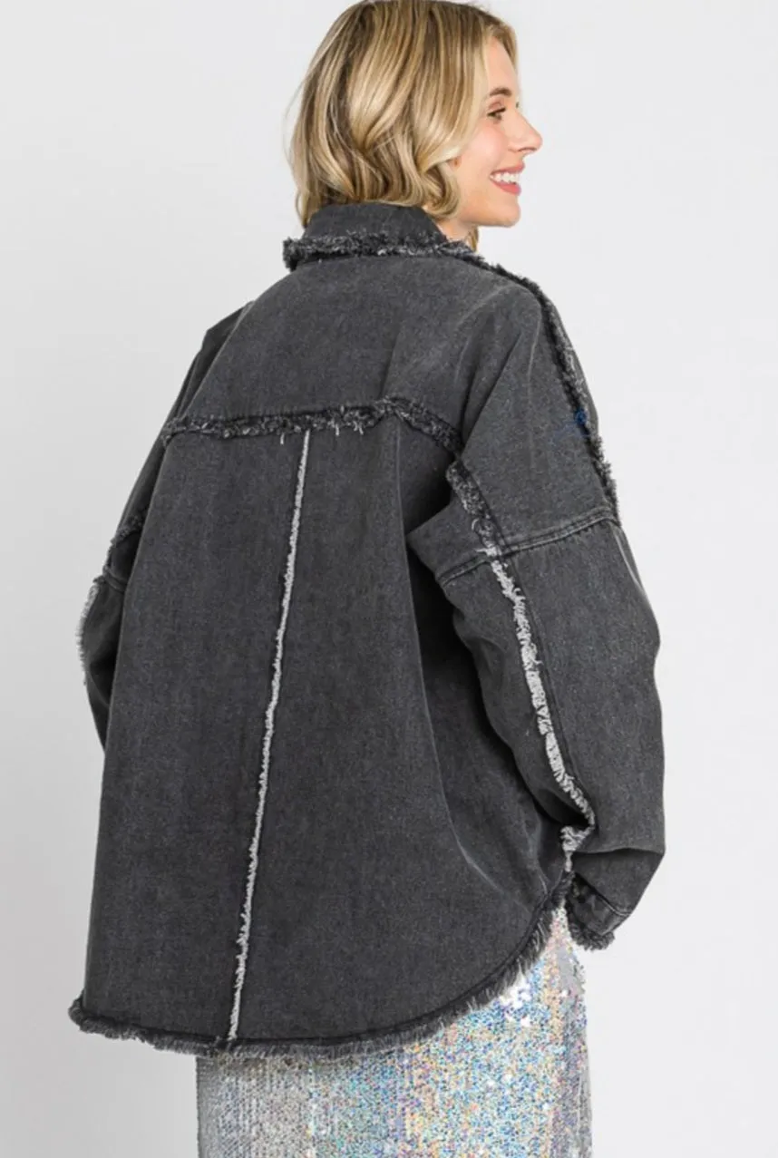 Black Tassel Denim Jacket