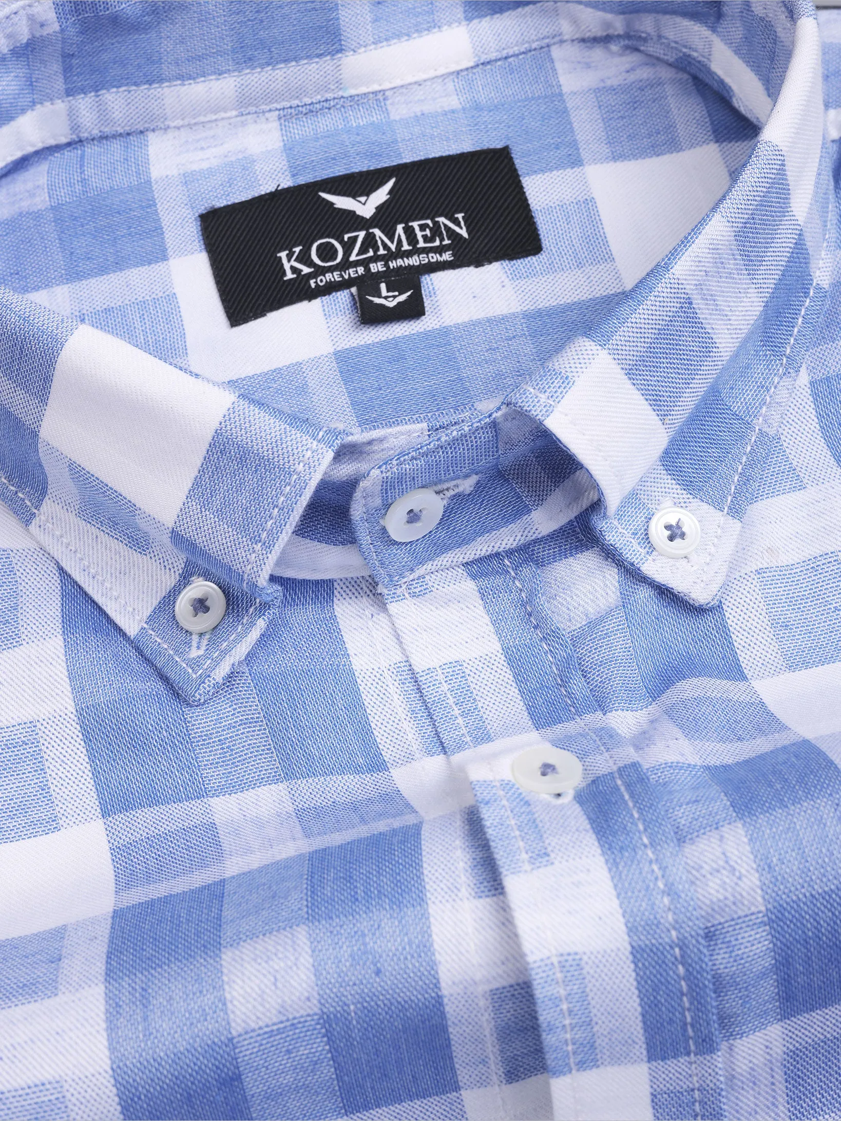 Blue Checkered Button Down Collar Shirt