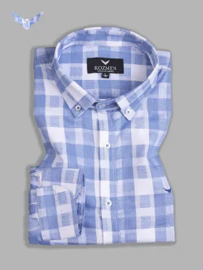 Blue Checkered Button Down Collar Shirt