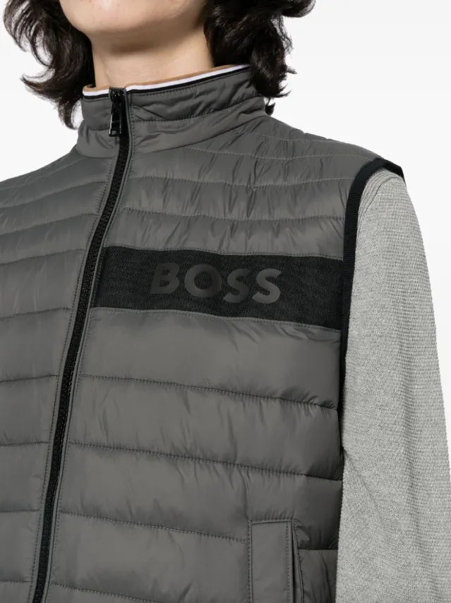 Boss logo print padded gilet jacket