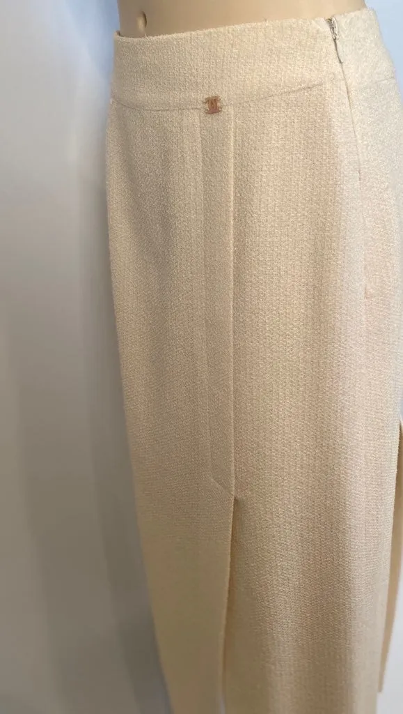 Chanel Ivory Wool Long Maxi Skirt US 4/6