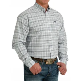 Cinch Men's Classic Plaid Button Down Long Sleeve Shirt - White