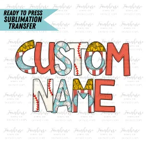 Custom Name Baseball Ready To Press Sublimation Transfer