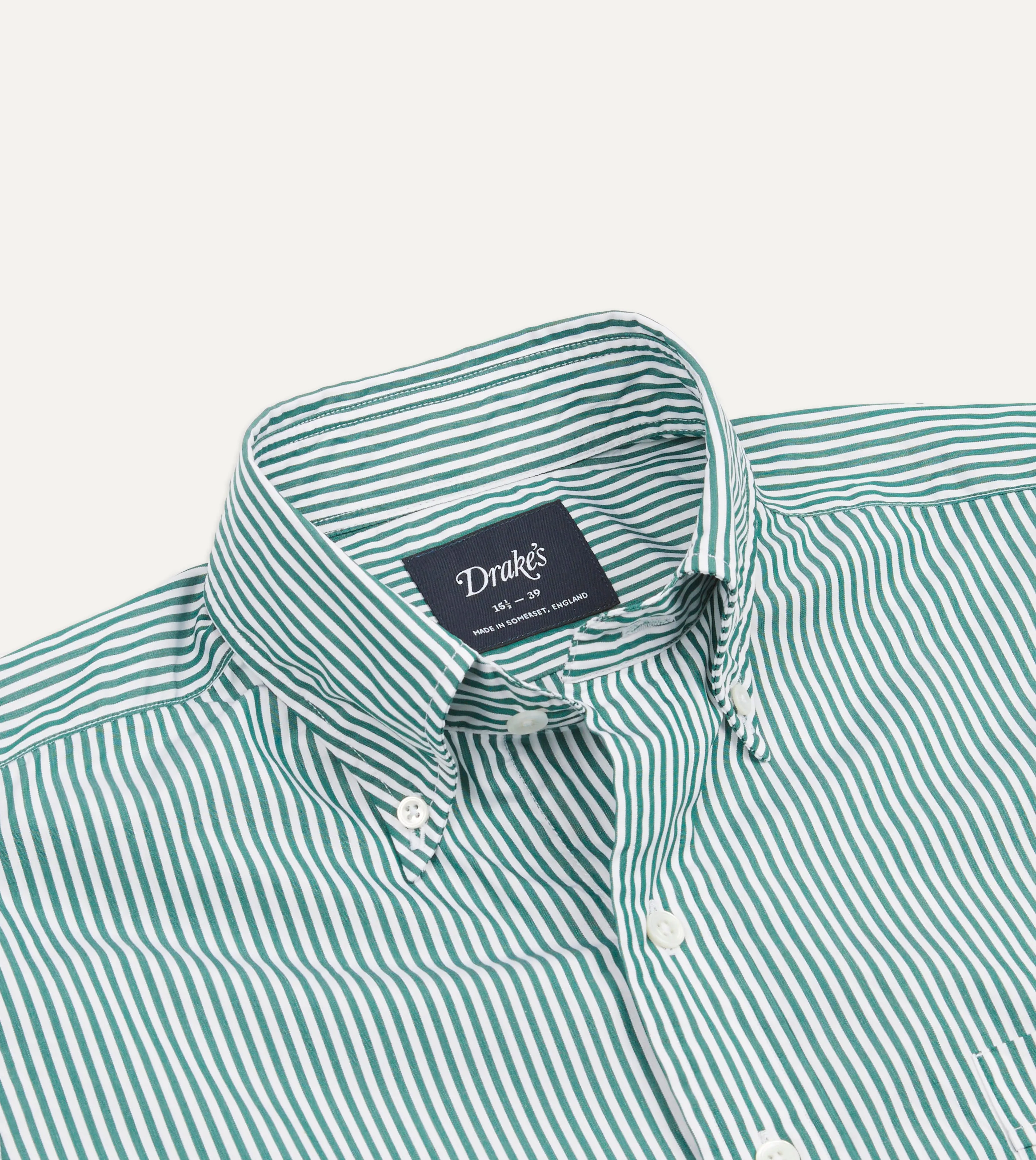 Dark Green Bengal Stripe Cotton Poplin Button-Down Shirt