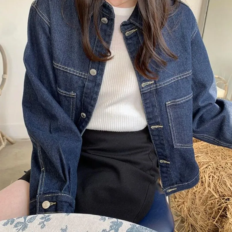 Denim Jacket With Turn-Down Collar