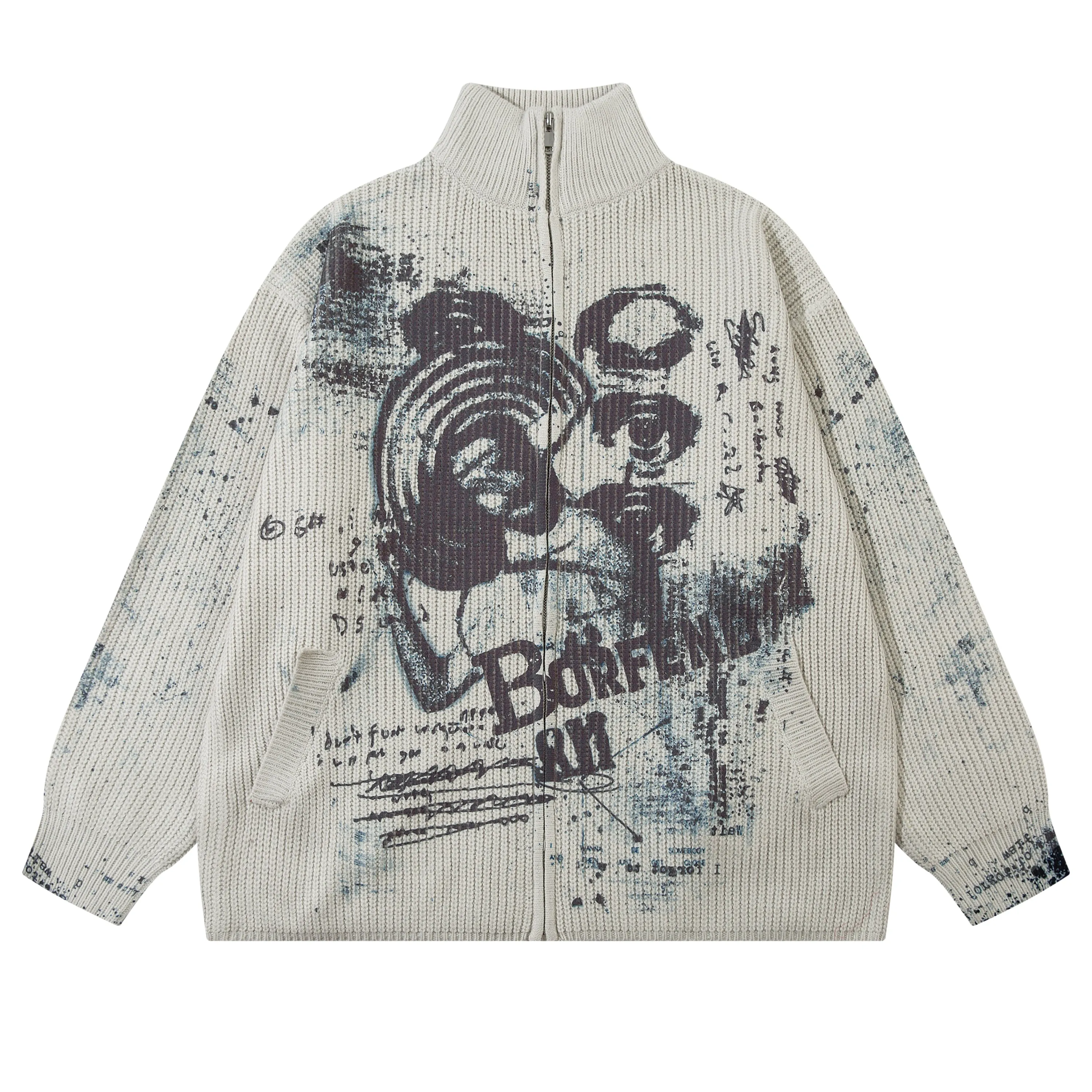 Graff Knit | Oversized Graffiti Print Knit Jacket