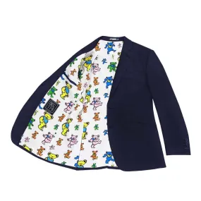 Grateful Dead Navy Birds Eye Dancing Bear Sport Coat