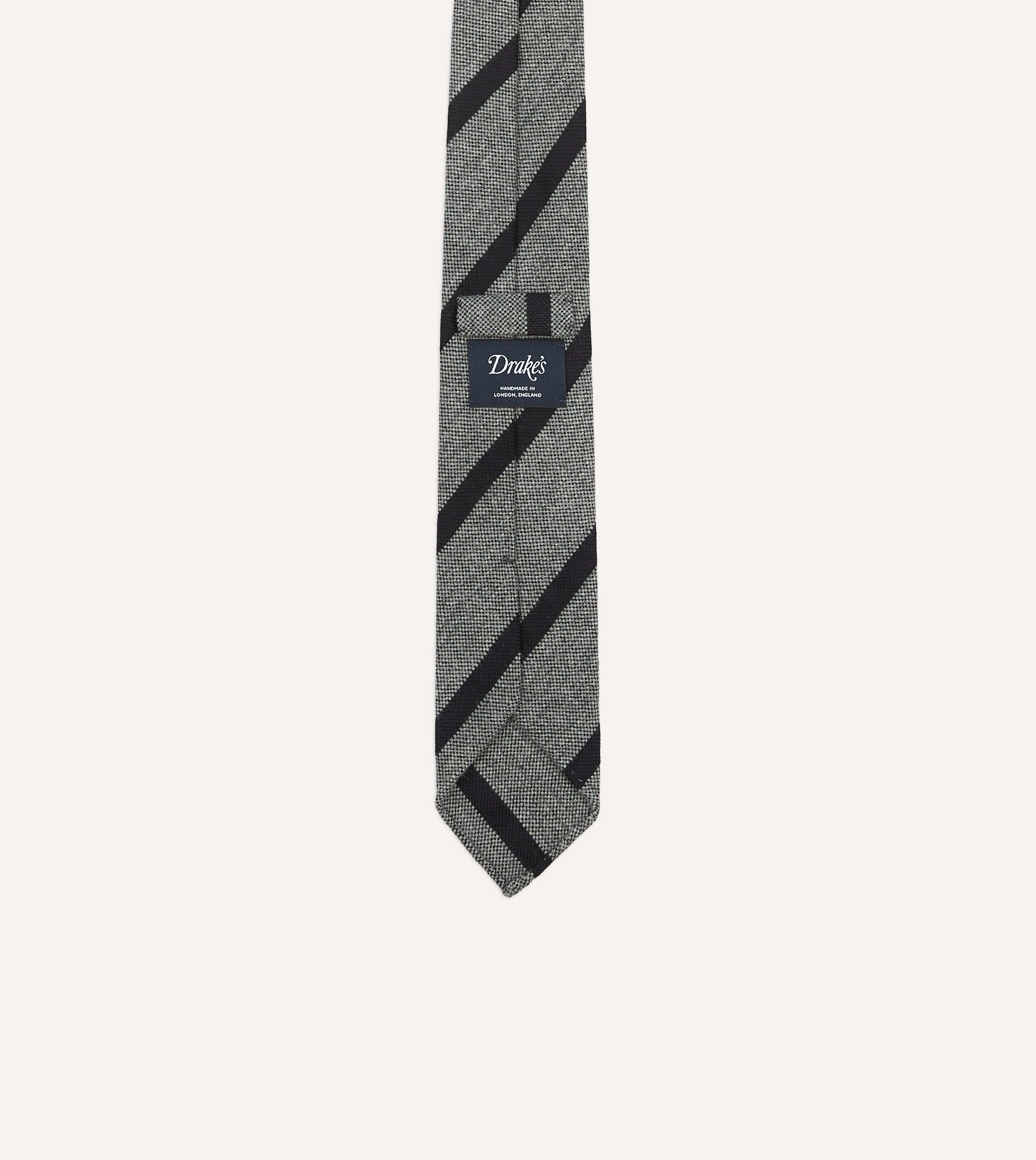 Grey and Black Double Stripe Hand Rolled Wool Tie