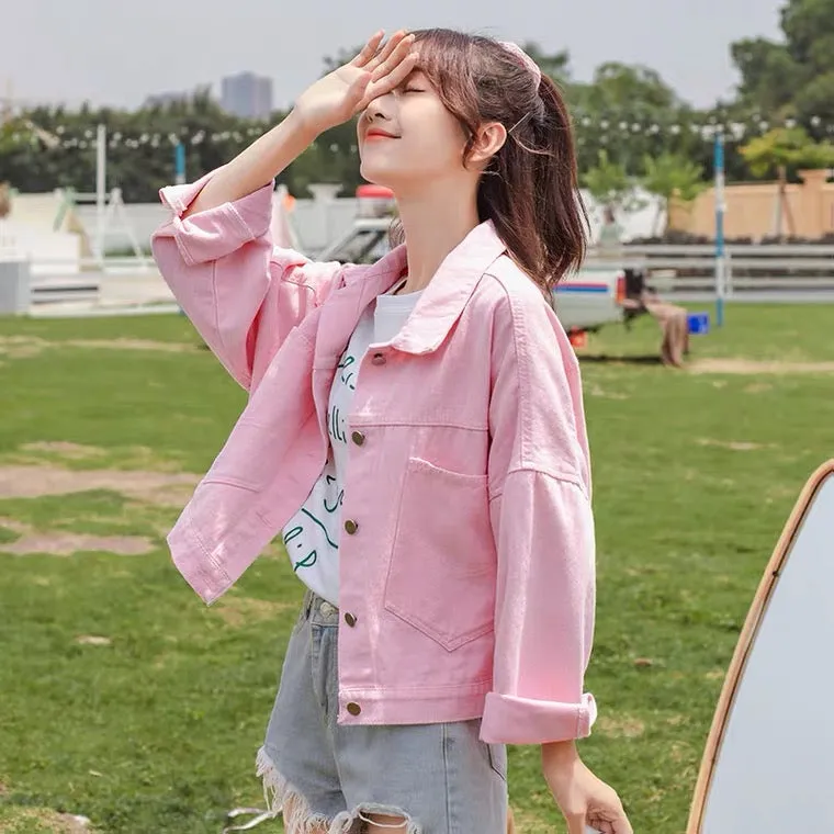 INS FASHION CANDY COLORS DENIM JACKET BY70095