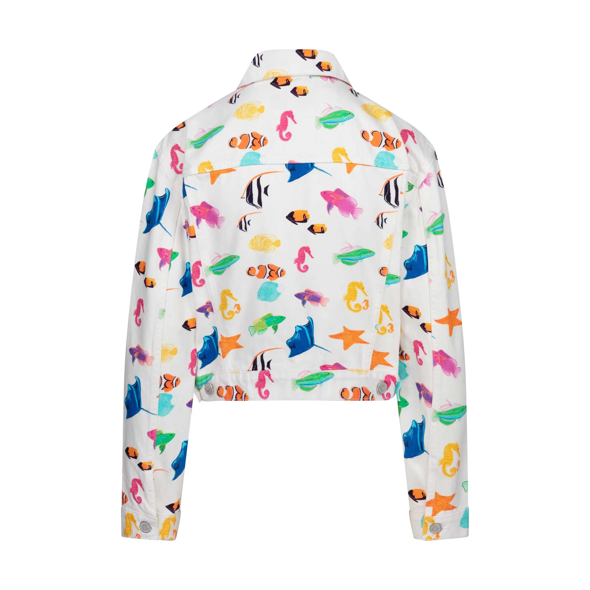 Island Life Denim Jacket In Fish Print