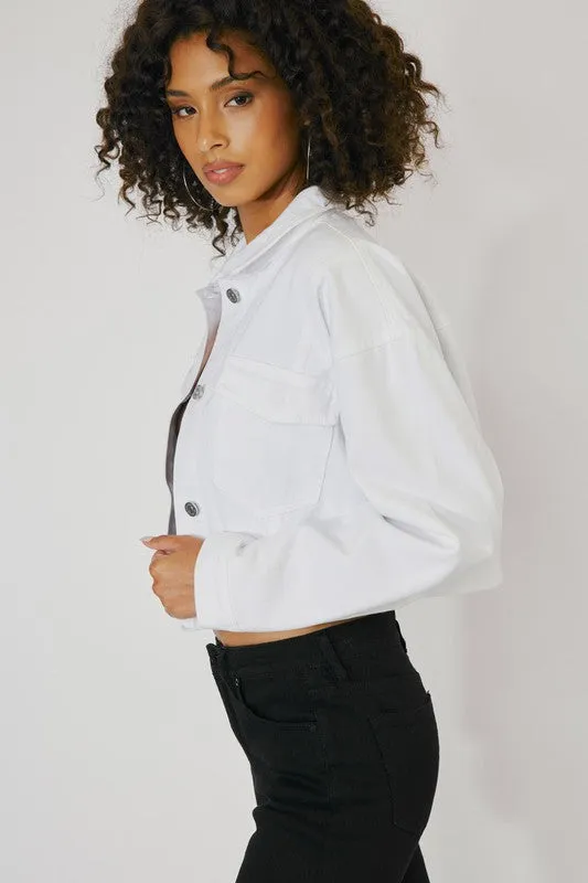 KanCan Drop Shoulder Crop Jacket