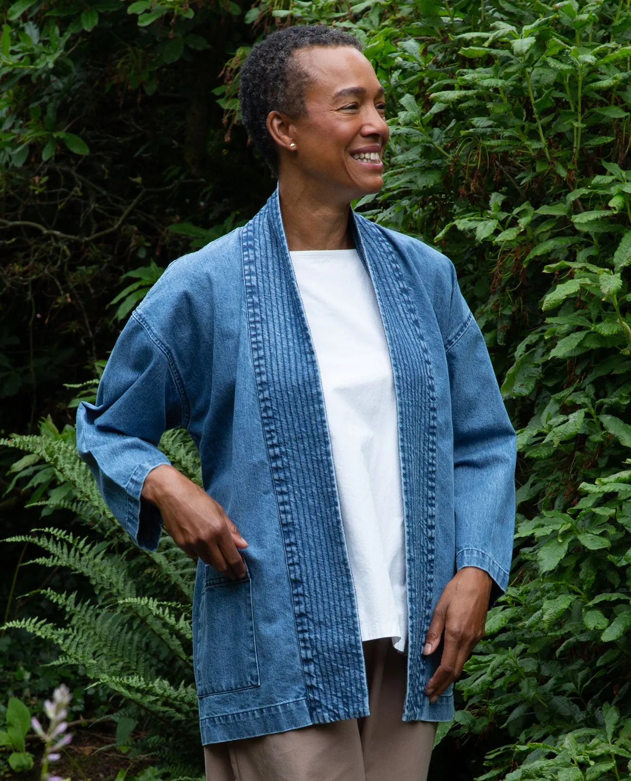 Katy Organic Cotton Denim Jacket in Mid Denim