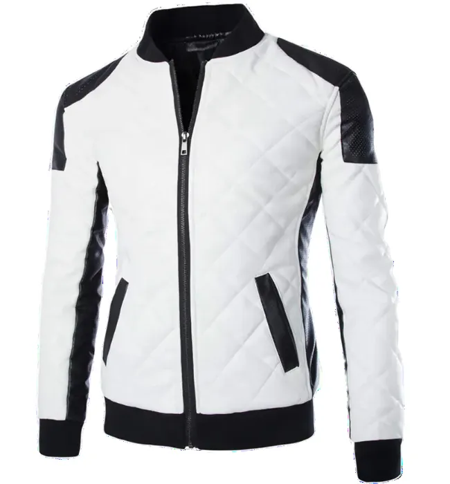 Men's White leather bomber jacket