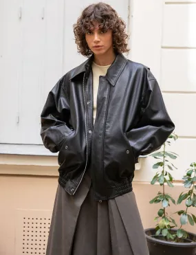 Nash Oversized Leather Bomber Jacket