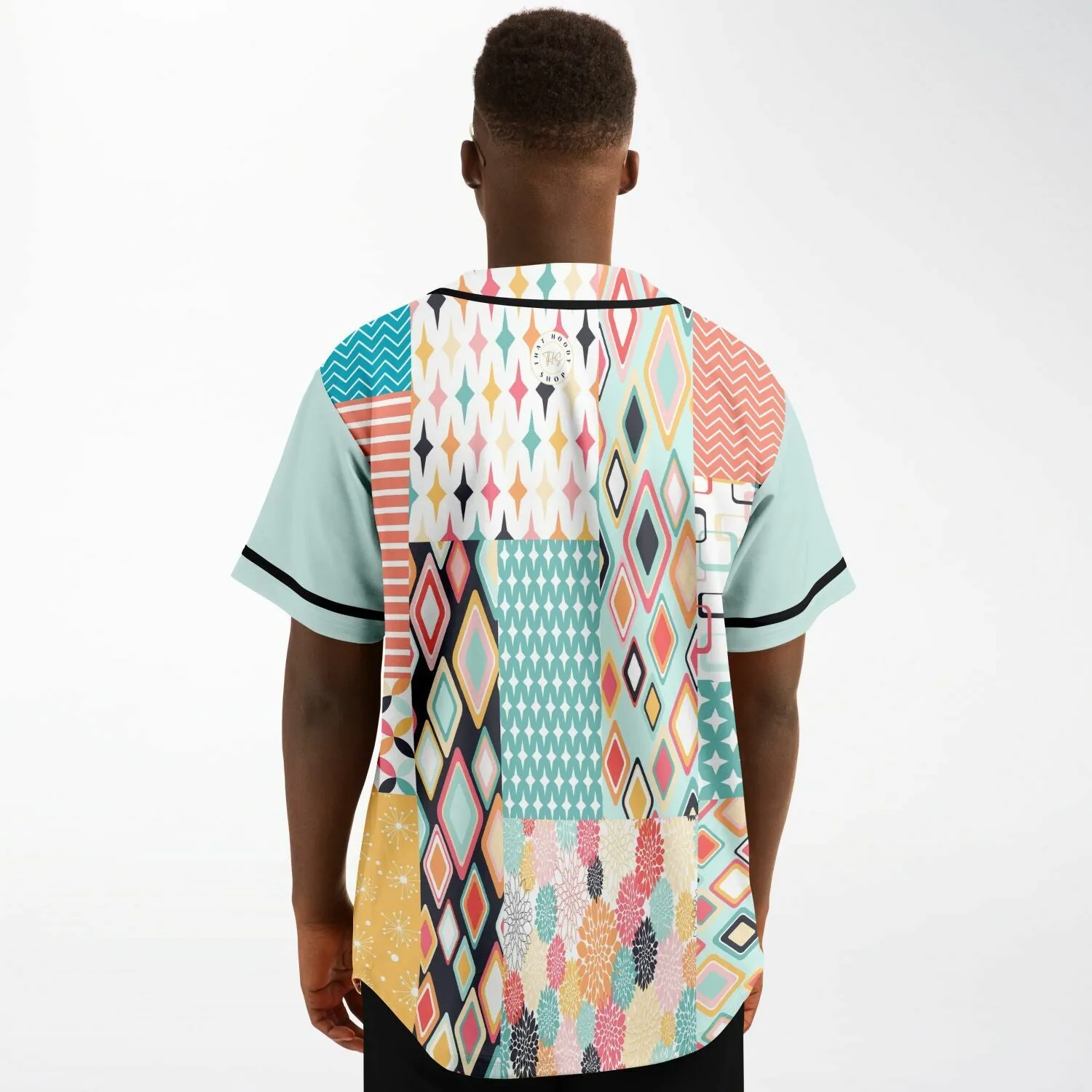 Old Miami Geo Patchwork Button Front Jersey