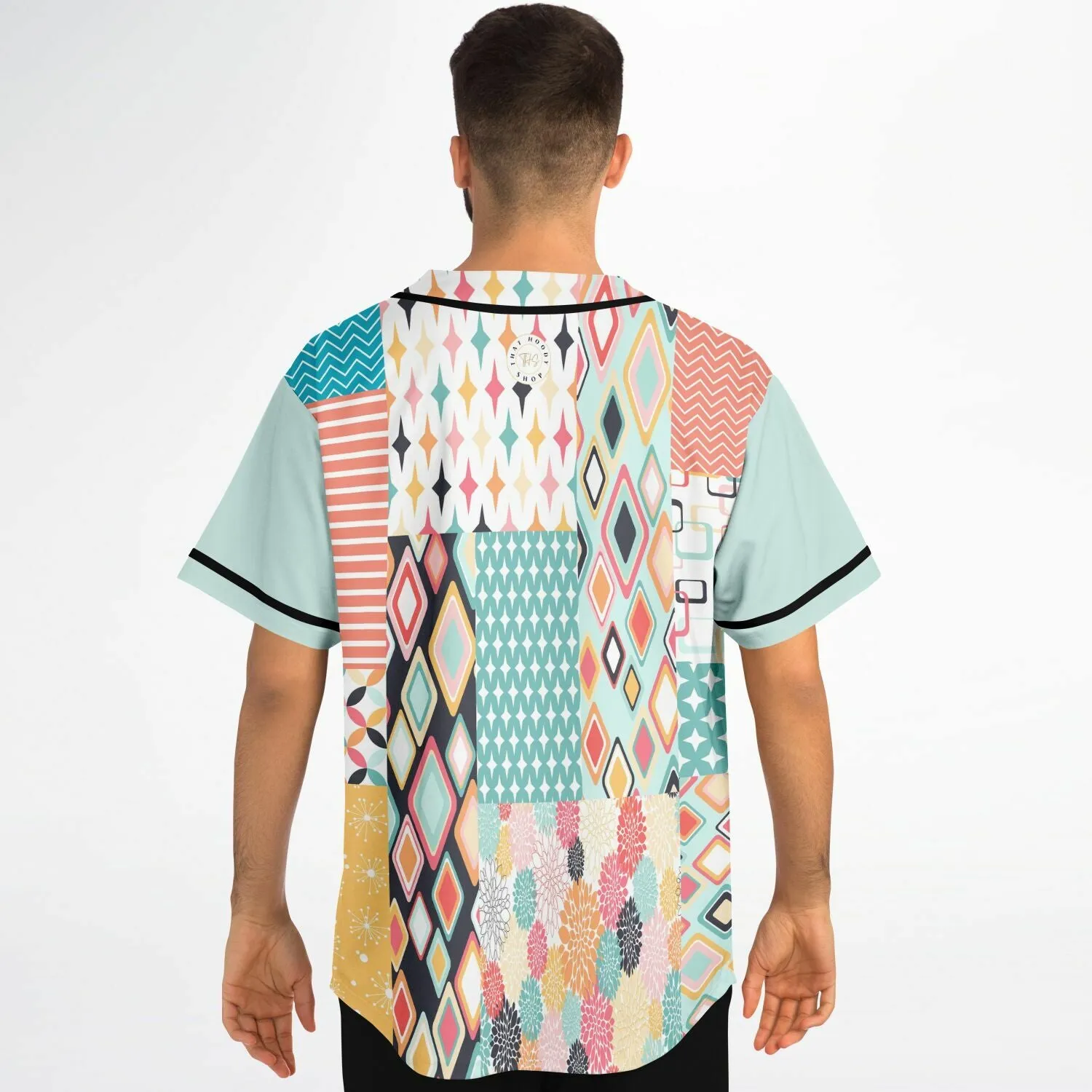 Old Miami Geo Patchwork Button Front Jersey