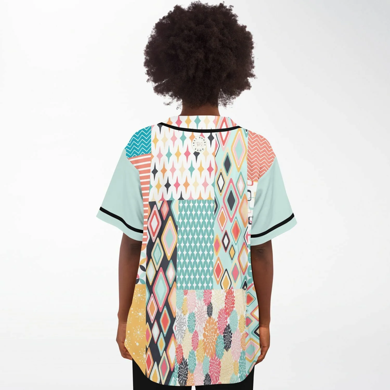 Old Miami Geo Patchwork Button Front Jersey