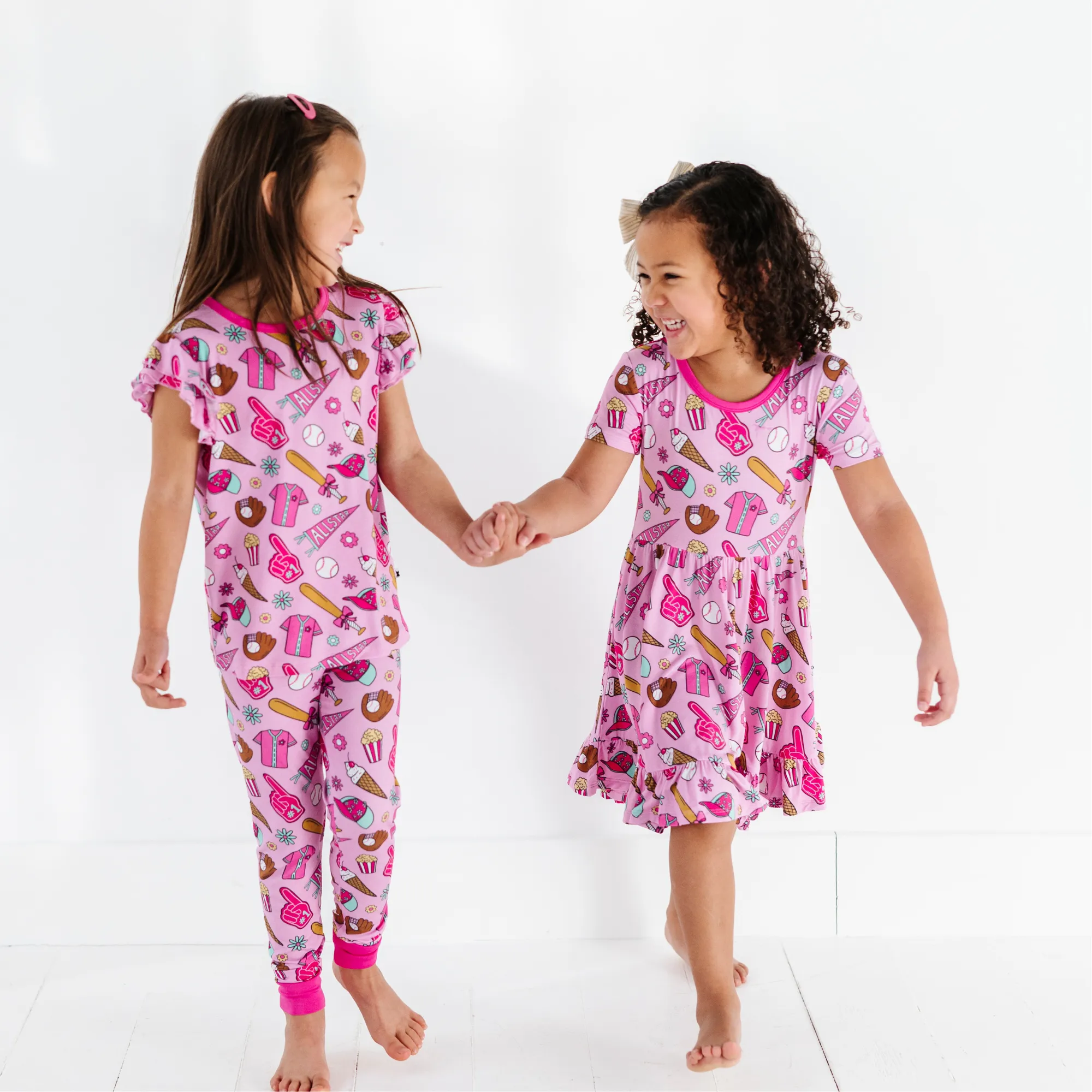 Pink Baseball Pink Ruffle Pajamas Toddler/Kids