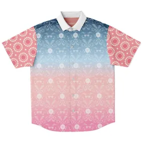 Pink Glacier Short Sleeve Button Down Shirt