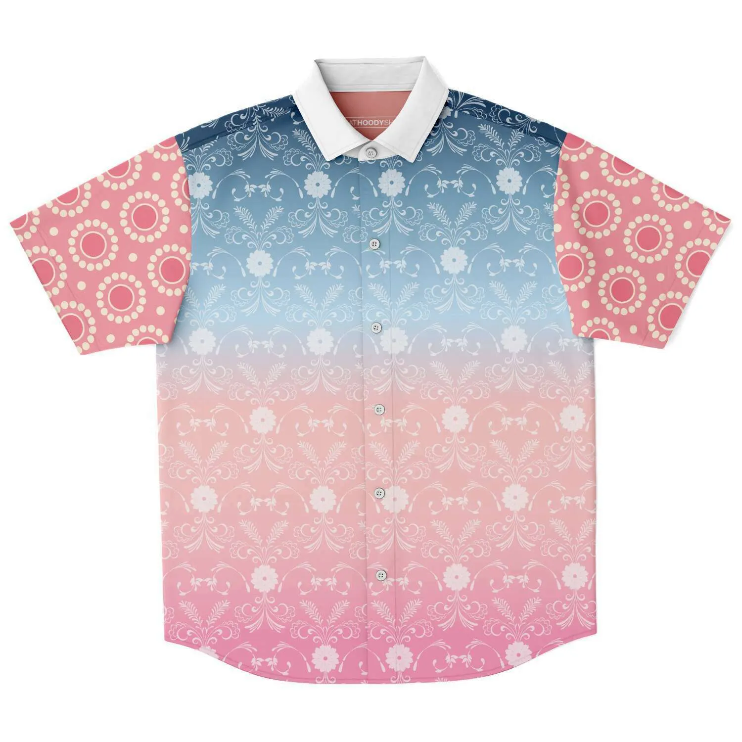 Pink Glacier Short Sleeve Button Down Shirt