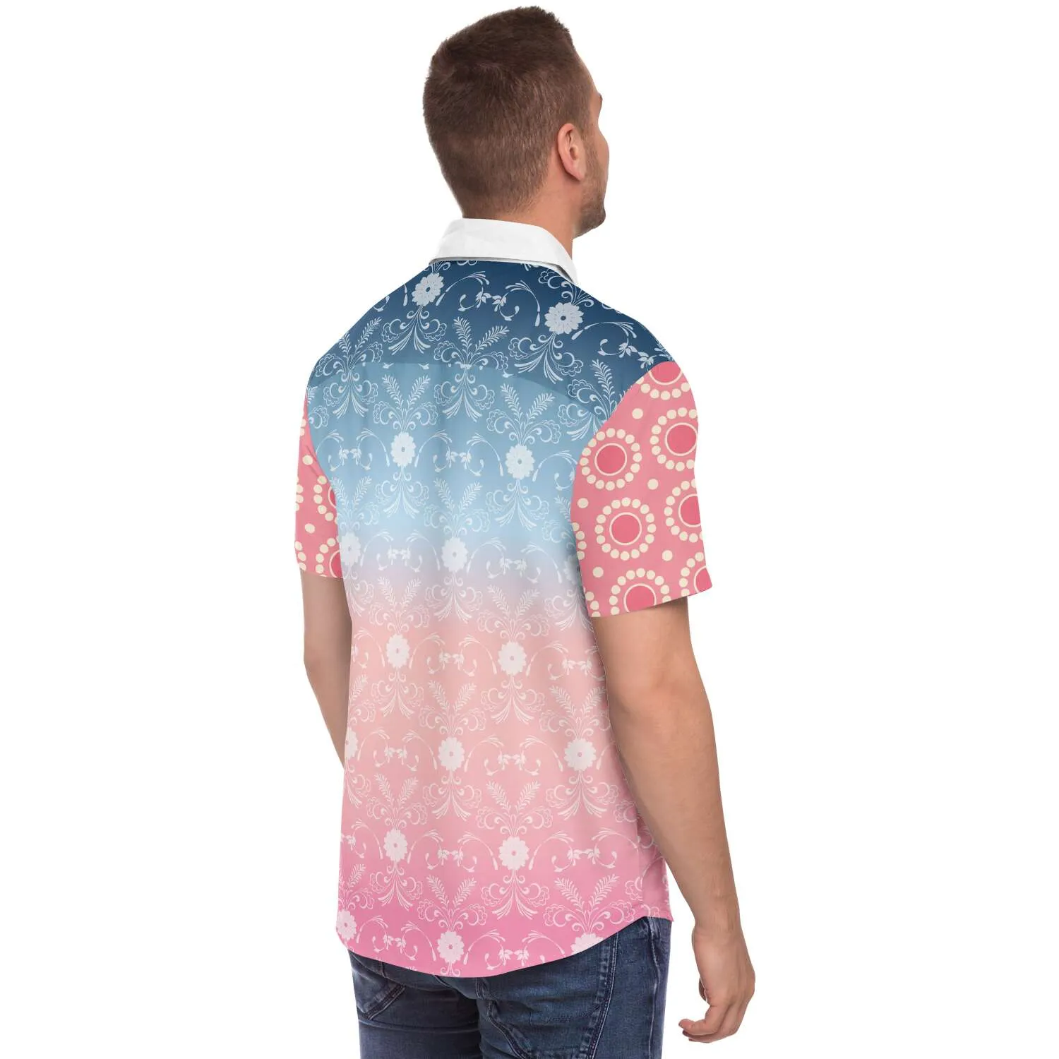 Pink Glacier Short Sleeve Button Down Shirt