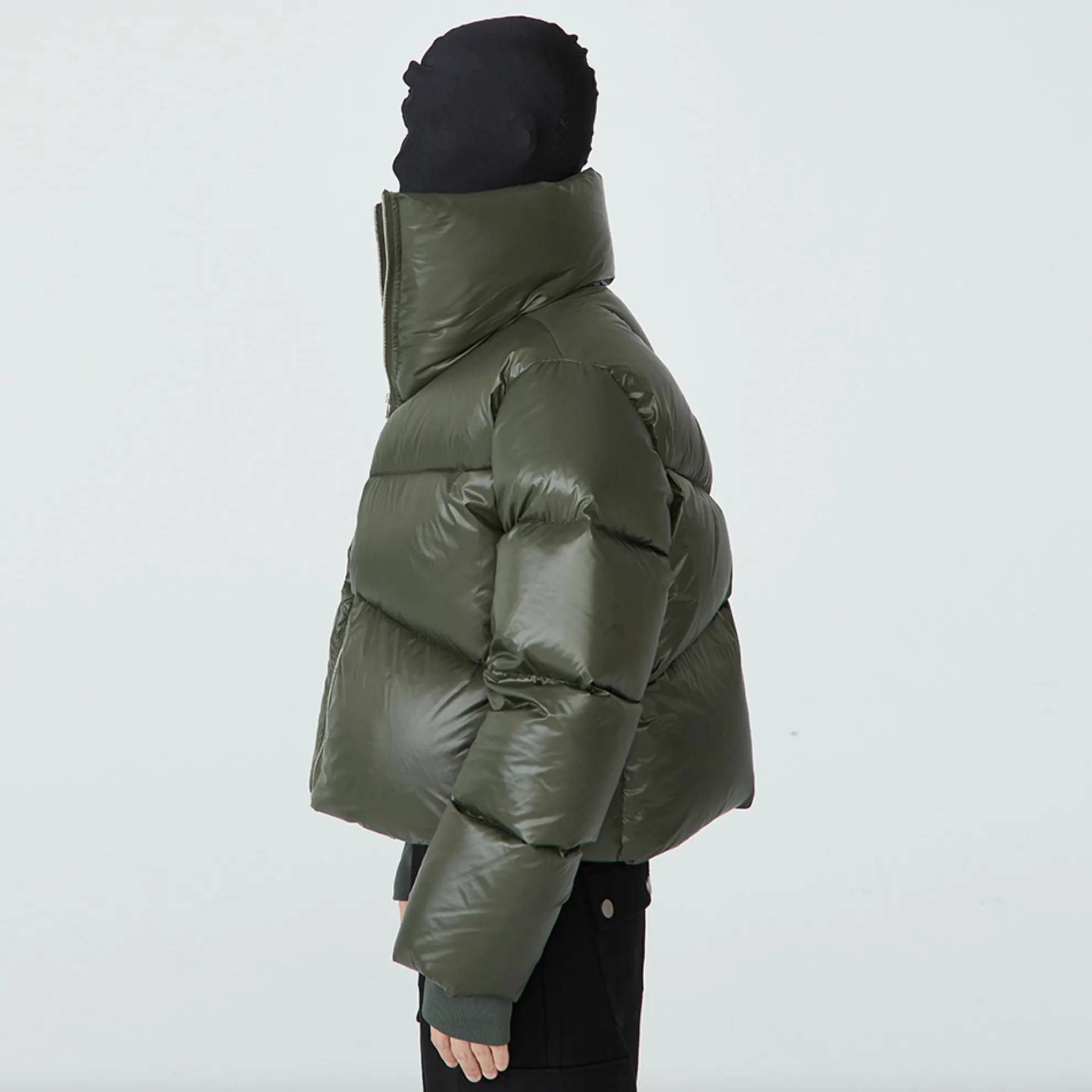 QUILTED SHELL DOWN JACKET - OLIVE GREEN