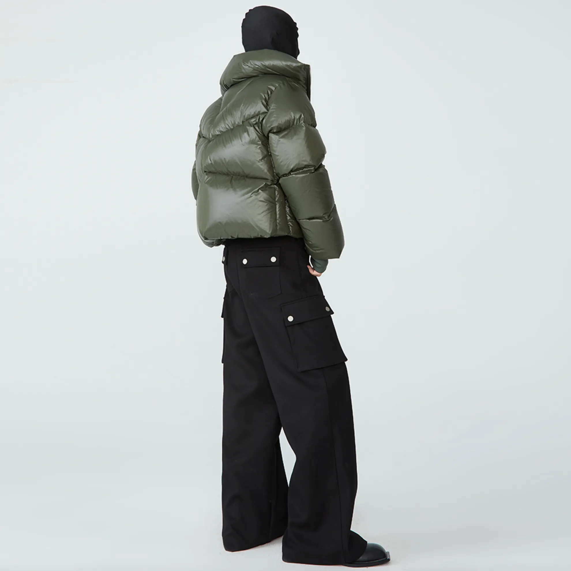 QUILTED SHELL DOWN JACKET - OLIVE GREEN