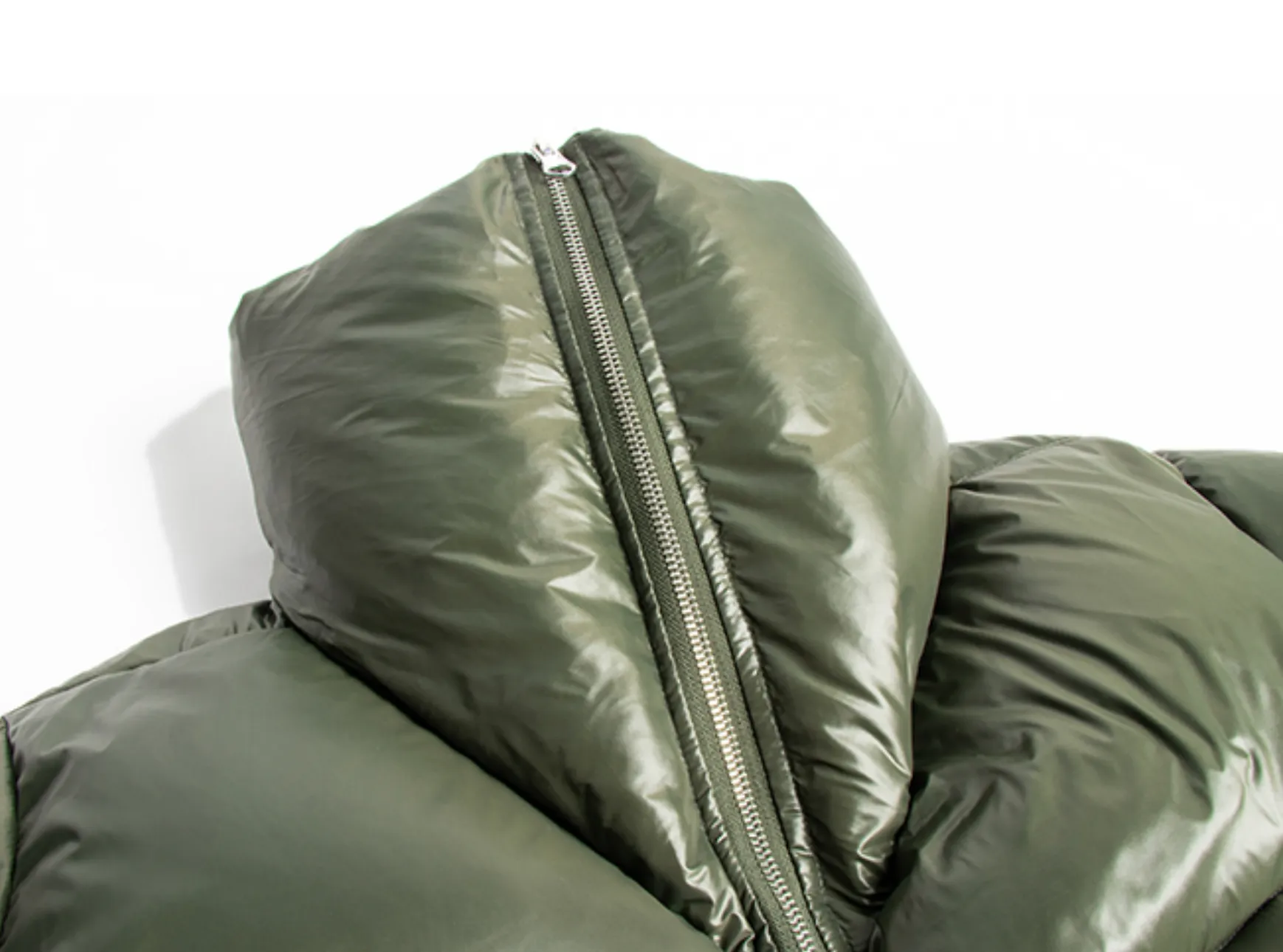 QUILTED SHELL DOWN JACKET - OLIVE GREEN