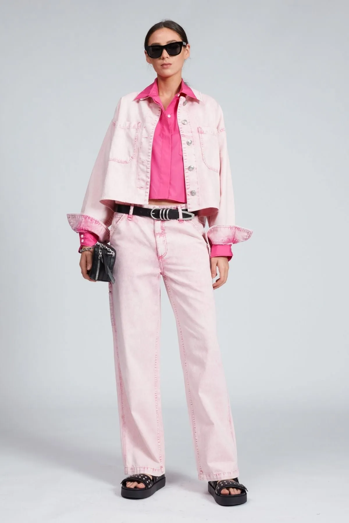 Rag & Bone Jaiden Denim Shirt Jacket - Pink Acid