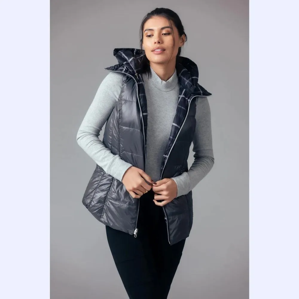 Reversible Down Vest-Mid Length