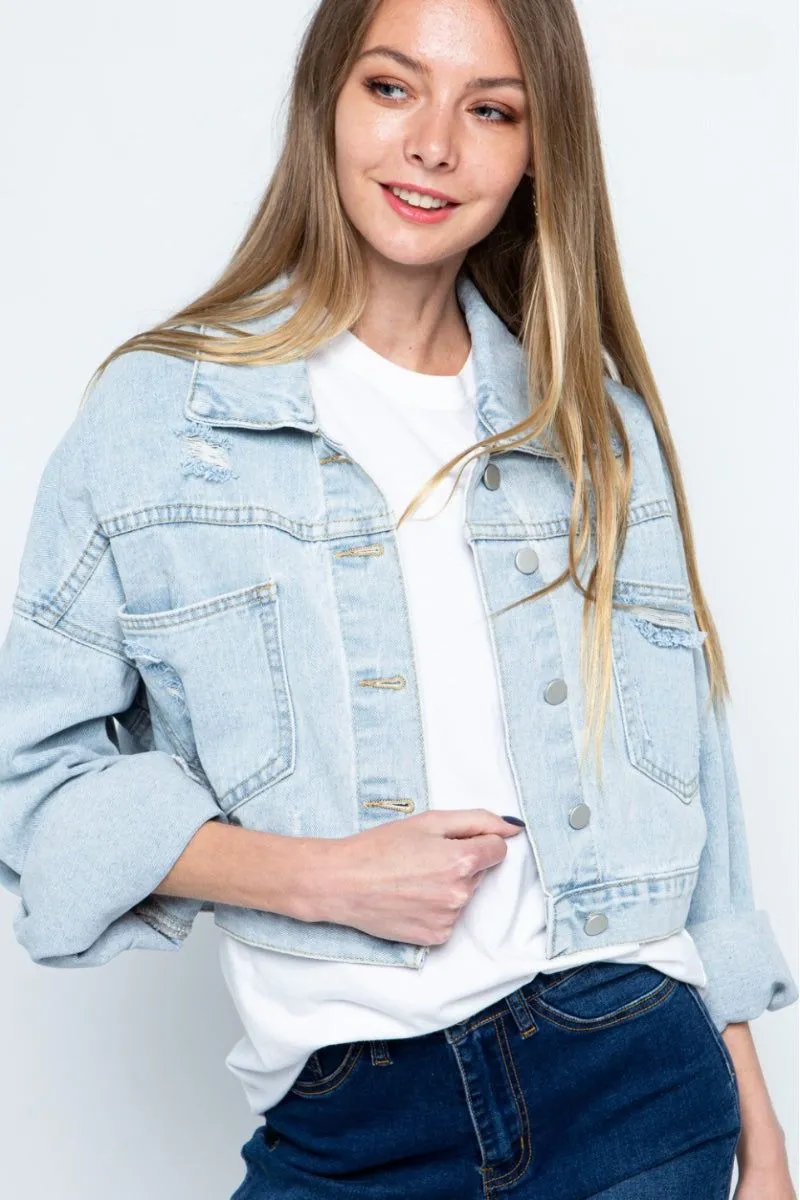 Rhinestone Fringe Denim Jacket