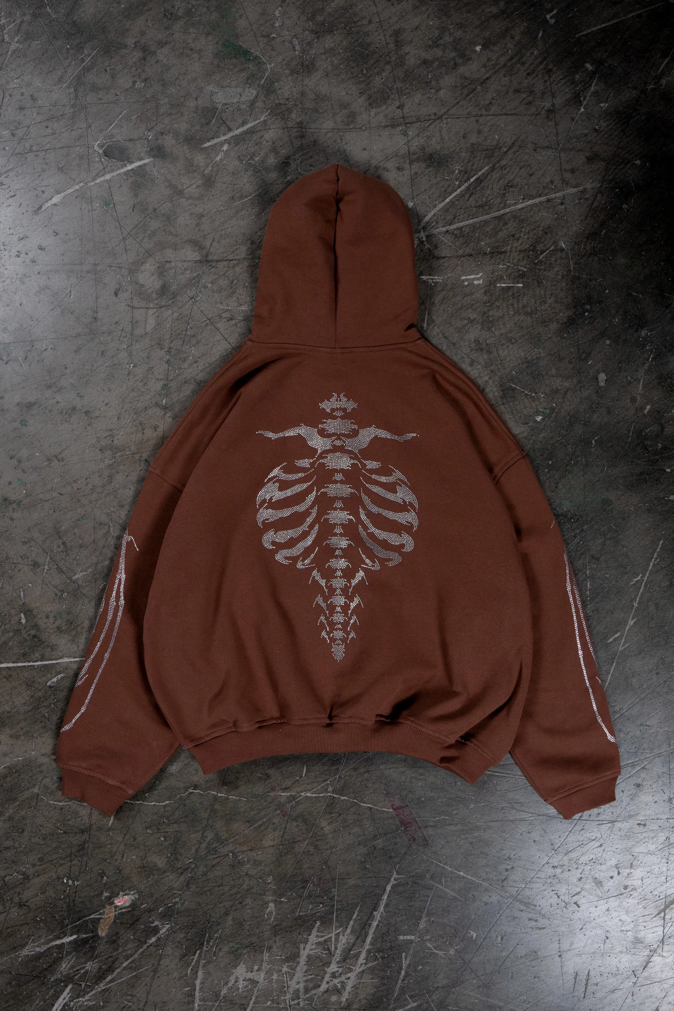 RIBCAGE RHINESTONE BROWN FRONTZIP