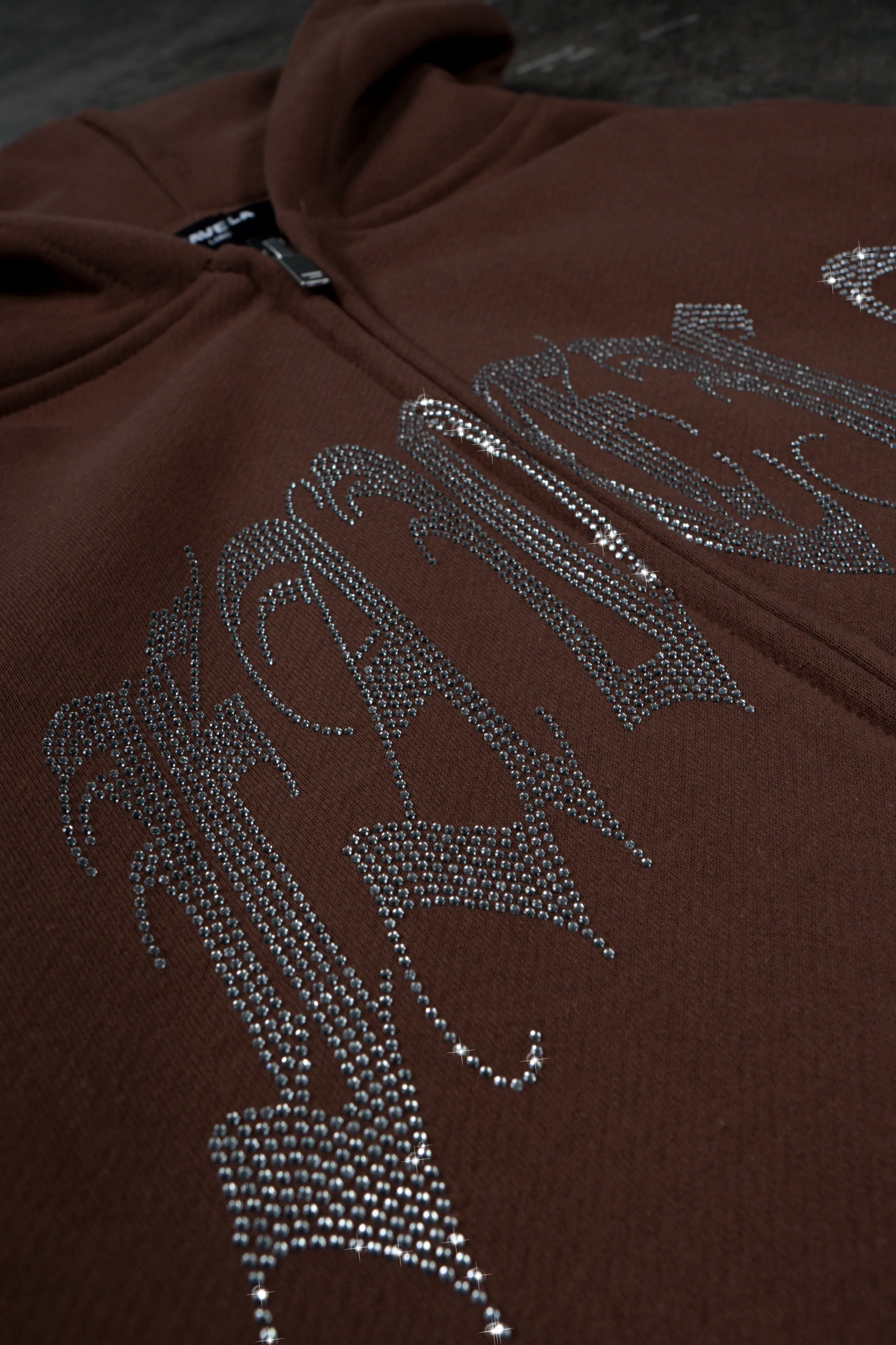 RIBCAGE RHINESTONE BROWN FRONTZIP