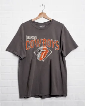 Rolling Stones OSU Cowboys Baseball Diamond Off Black Thrifted Tee