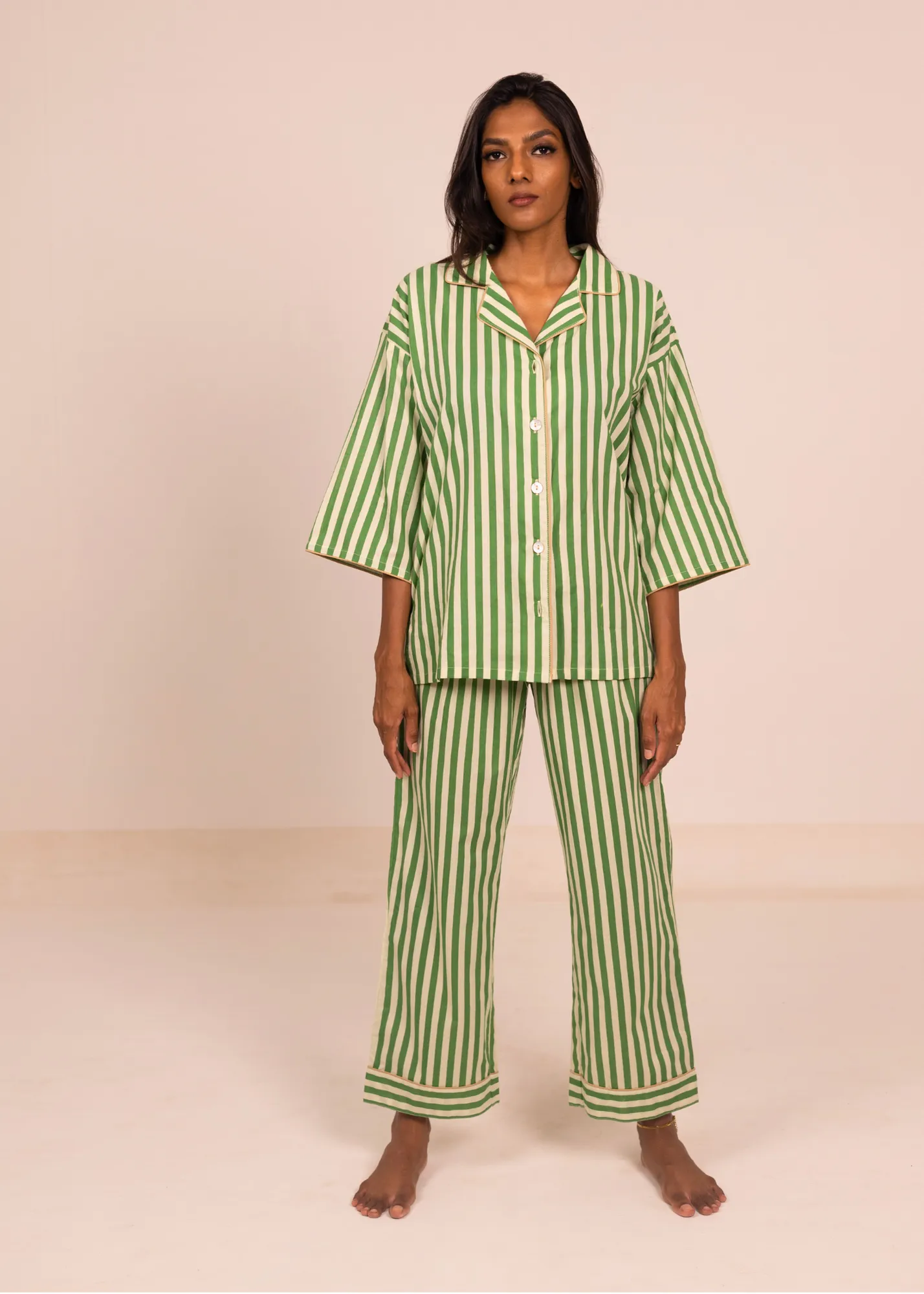 Sharan Boxy PJ Set - Green Stripes