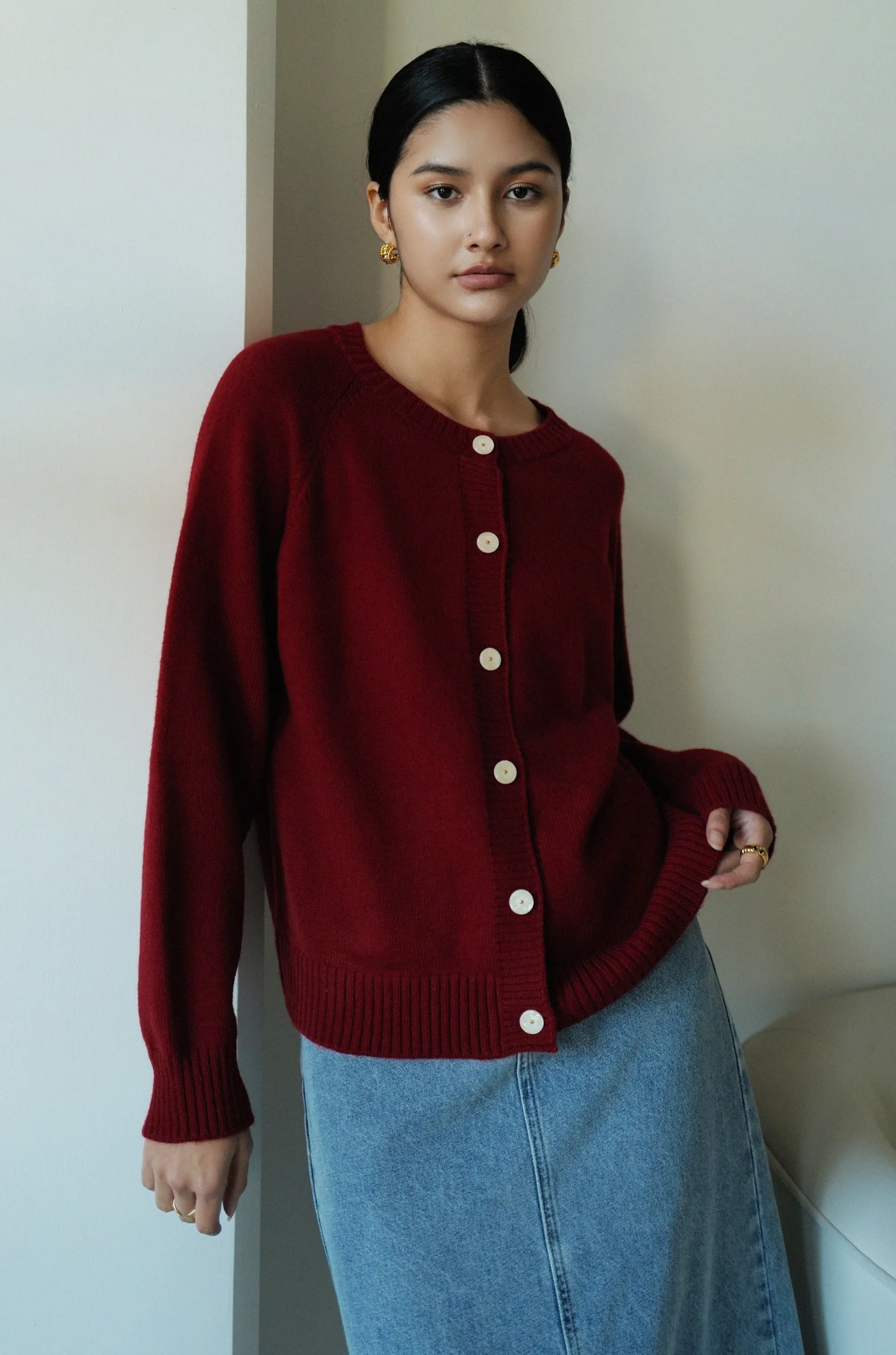 Stay cozy cardigan in burgundy