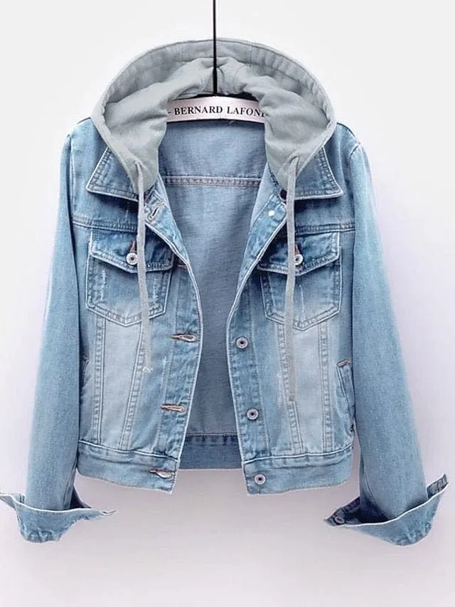 Stay Warm and Stylish with Women's Fall Hoodie Denim Jacket