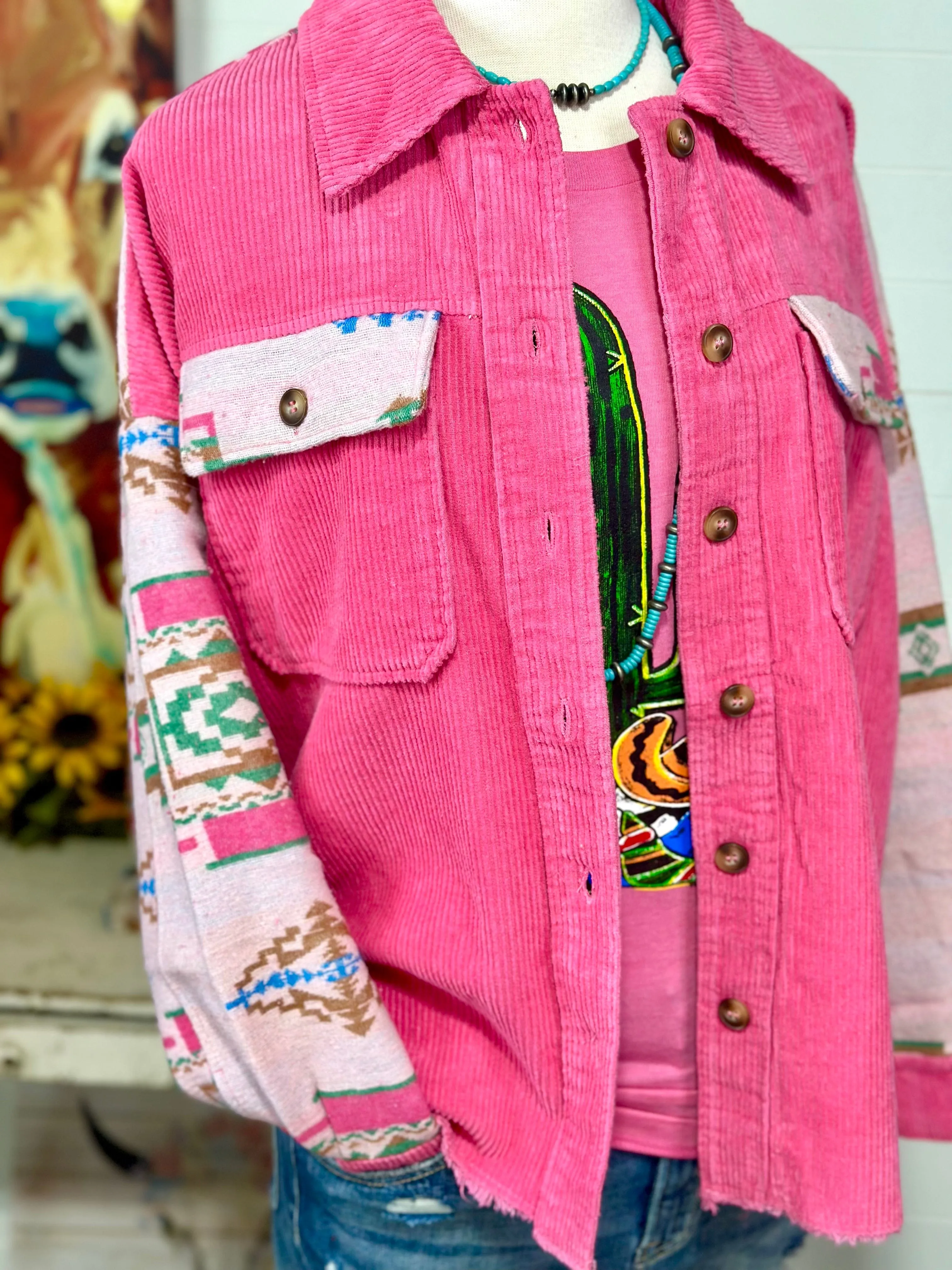 The Pink Range Boss Aztec Shacket Jacket