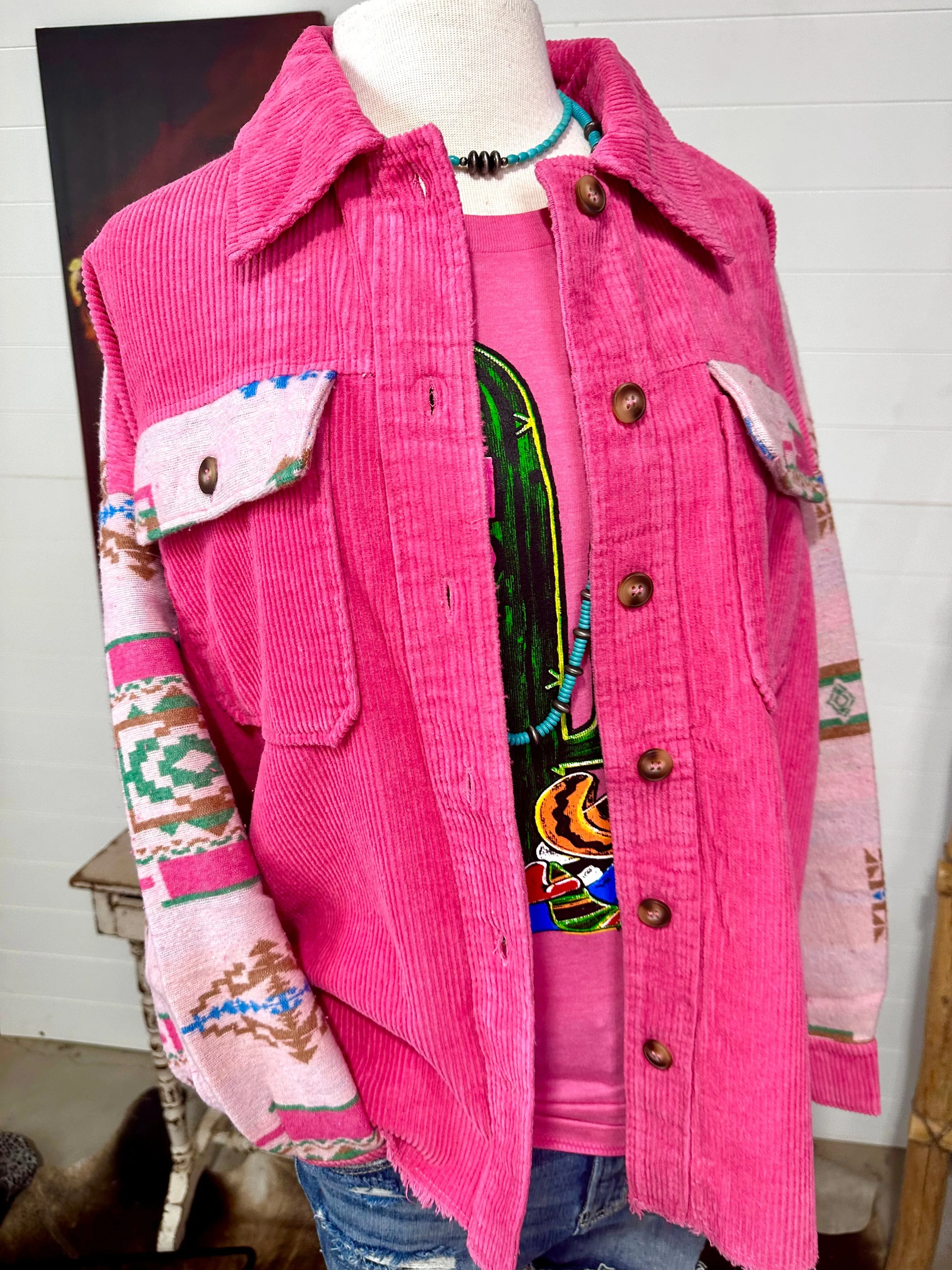 The Pink Range Boss Aztec Shacket Jacket